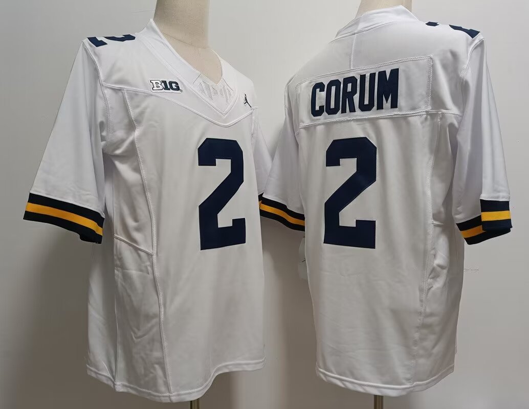 2024 NCAA Men Michigan Wolverines #2 Blake Corum white nike jersey